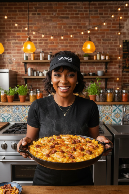 Bahamian Style Stuffed Baked Macaroni & Cheese with Gouda, Shrimp, & Sausage - FULL PAN